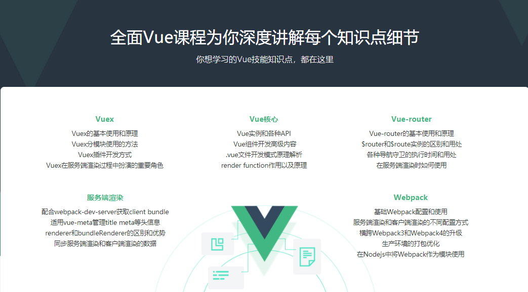 Vue核心技术 Vue+Vue-Router+Vuex+SSR实战精讲|完结无密