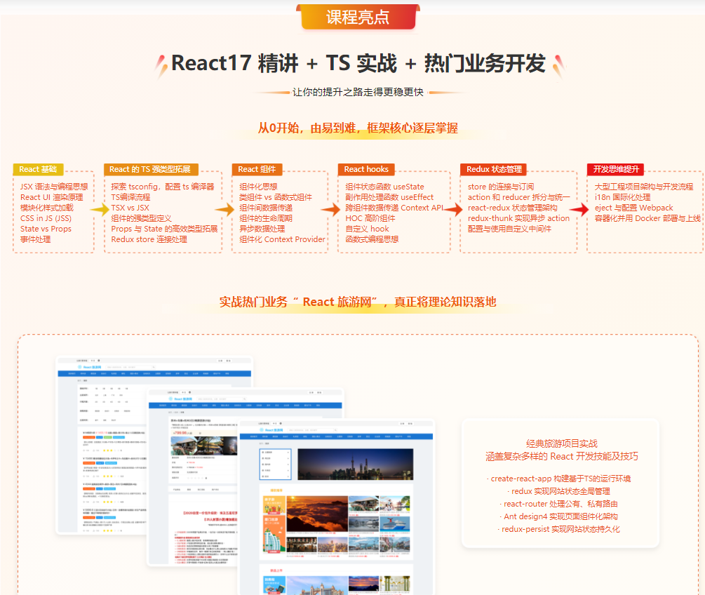 React 17 系统精讲 结合TS打造旅游电商平台|完结无密