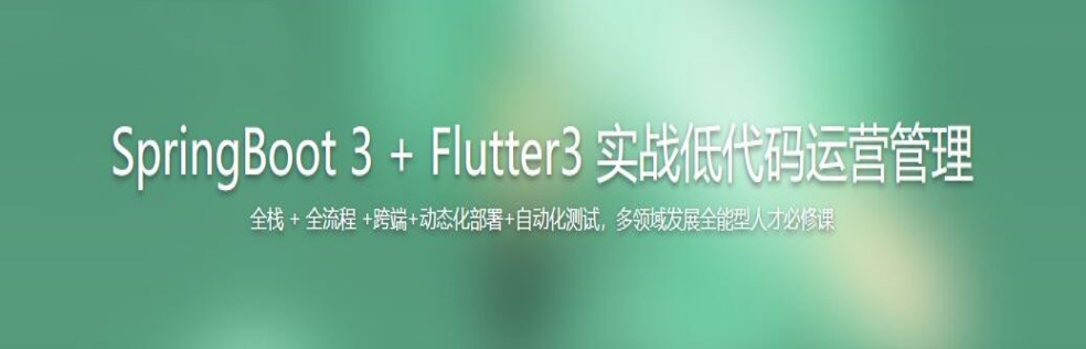 SpringBoot 3 + Flutter3 实战低代码运营管理(完结)